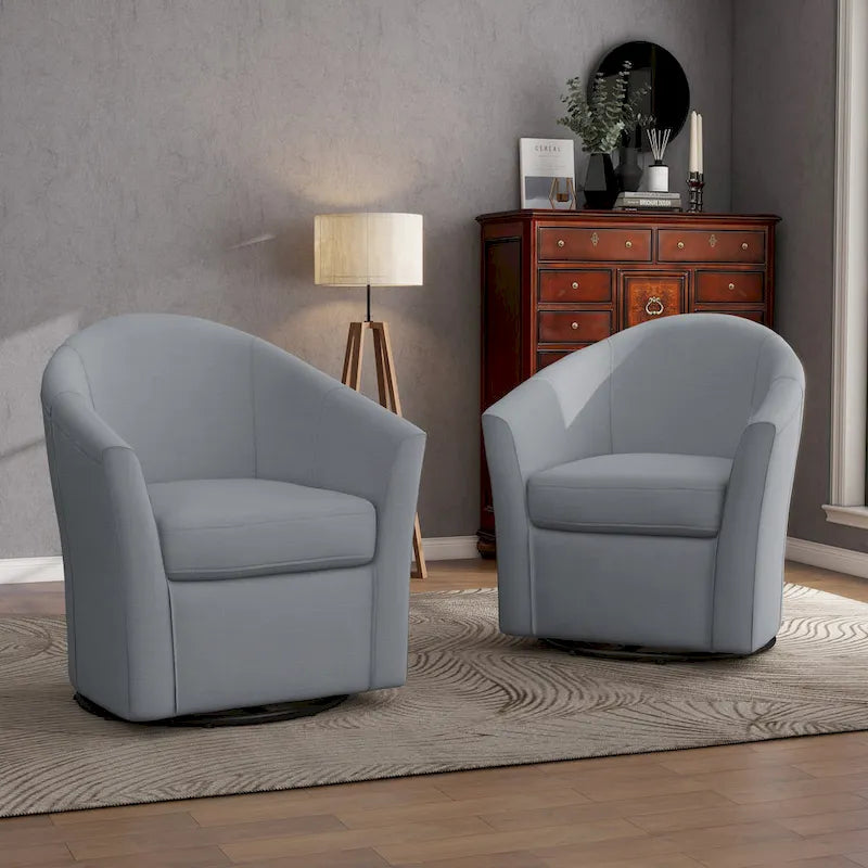 Lot de 2 fauteuils d’appoint modernes pivotants en forme de tonneau, rembourrés, pour le salon