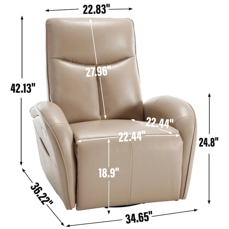Fauteuil inclinable électrique pivotant et à bascule avec soutien lombaire, degré de pivotement max. de 270, ports USB et Type-C