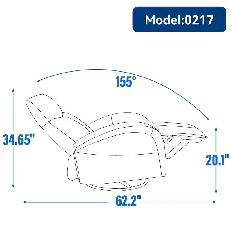 Fauteuil inclinable électrique pivotant et à bascule avec soutien lombaire, degré de pivotement max. de 270, ports USB et Type-C