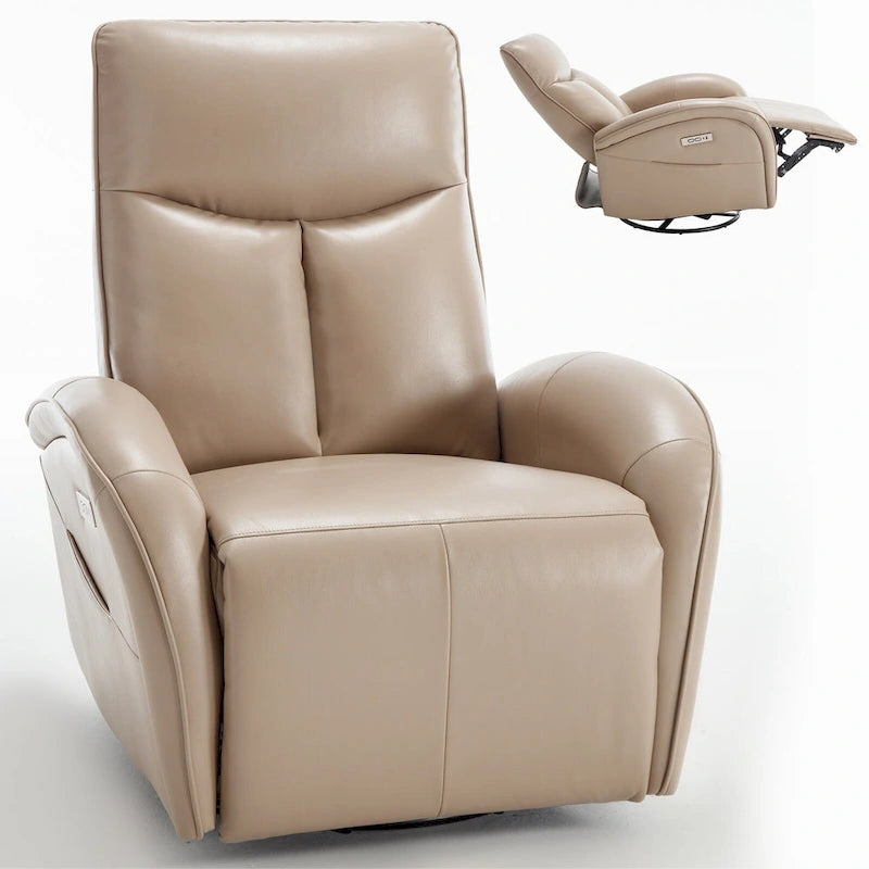 Fauteuil inclinable électrique pivotant et à bascule avec soutien lombaire, degré de pivotement max. de 270, ports USB et Type-C