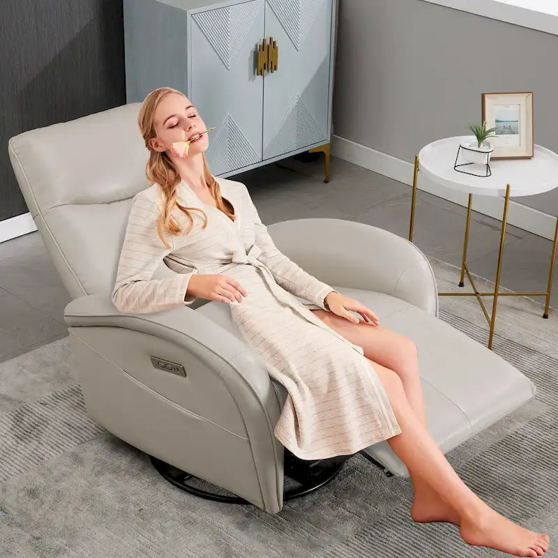 Fauteuil inclinable électrique pivotant et à bascule avec soutien lombaire, degré de pivotement max. de 270, ports USB et Type-C