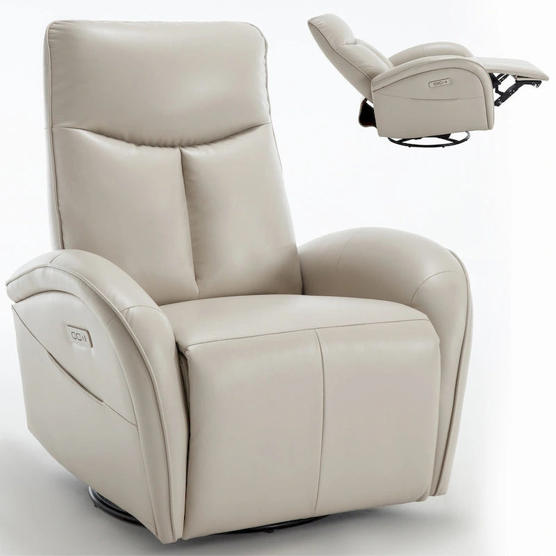 Fauteuil inclinable électrique pivotant et à bascule avec soutien lombaire, degré de pivotement max. de 270, ports USB et Type-C