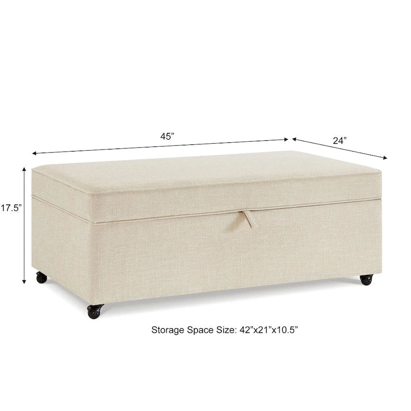 Grand pouf de rangement moderne et confortable, pouf de rangement