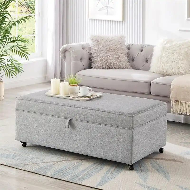 Grand pouf de rangement moderne et confortable, pouf de rangement