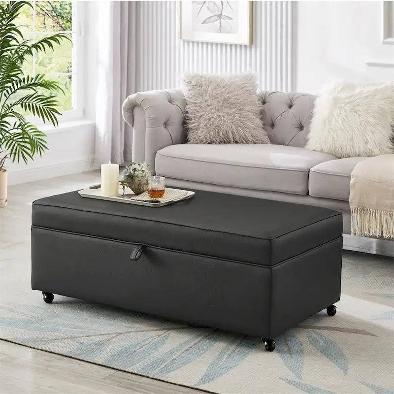 Grand pouf de rangement moderne et confortable, pouf de rangement