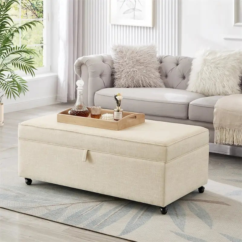Grand pouf de rangement moderne et confortable, pouf de rangement