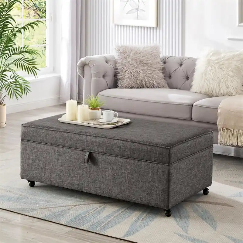 Grand pouf de rangement moderne et confortable, pouf de rangement