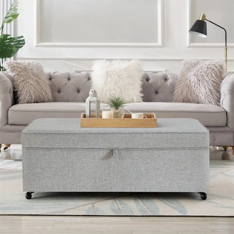 Grand pouf de rangement moderne et confortable, pouf de rangement