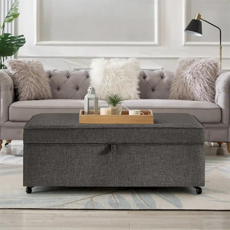 Grand pouf de rangement moderne et confortable, pouf de rangement