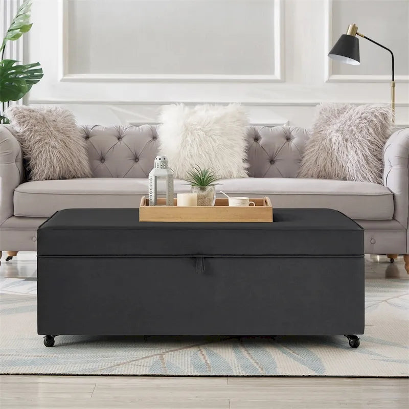 Grand pouf de rangement moderne et confortable, pouf de rangement