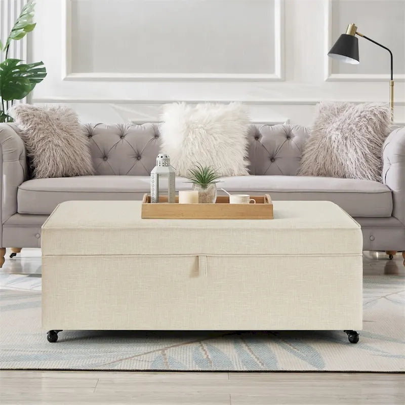 Grand pouf de rangement moderne et confortable, pouf de rangement