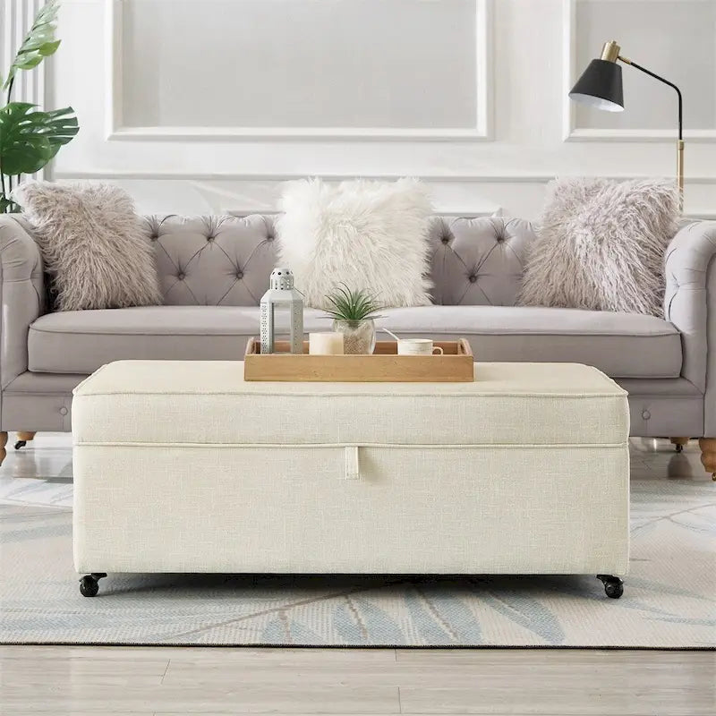 Grand pouf de rangement moderne et confortable, pouf de rangement