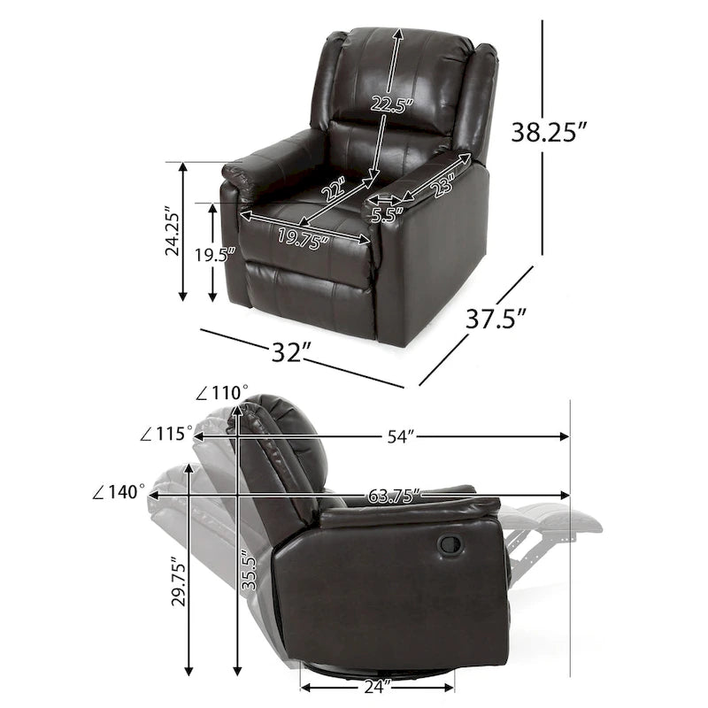 Fauteuil inclinable planeur en tissu avec pivot, fauteuil inclinable manuel