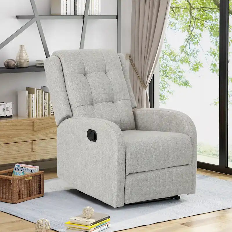 Fauteuil inclinable manuel standard de 24,75 pouces de large, Fauteuil inclinable confortable pour salon, chambre à coucher, Beige
