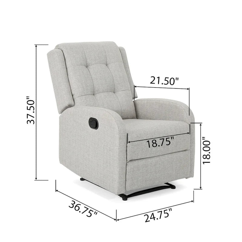 Fauteuil inclinable manuel standard de 24,75 pouces de large, Fauteuil inclinable confortable pour salon, chambre à coucher, Beige