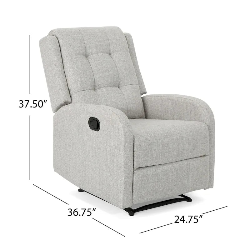 Fauteuil inclinable manuel standard de 24,75 pouces de large, Fauteuil inclinable confortable pour salon, chambre à coucher, Beige