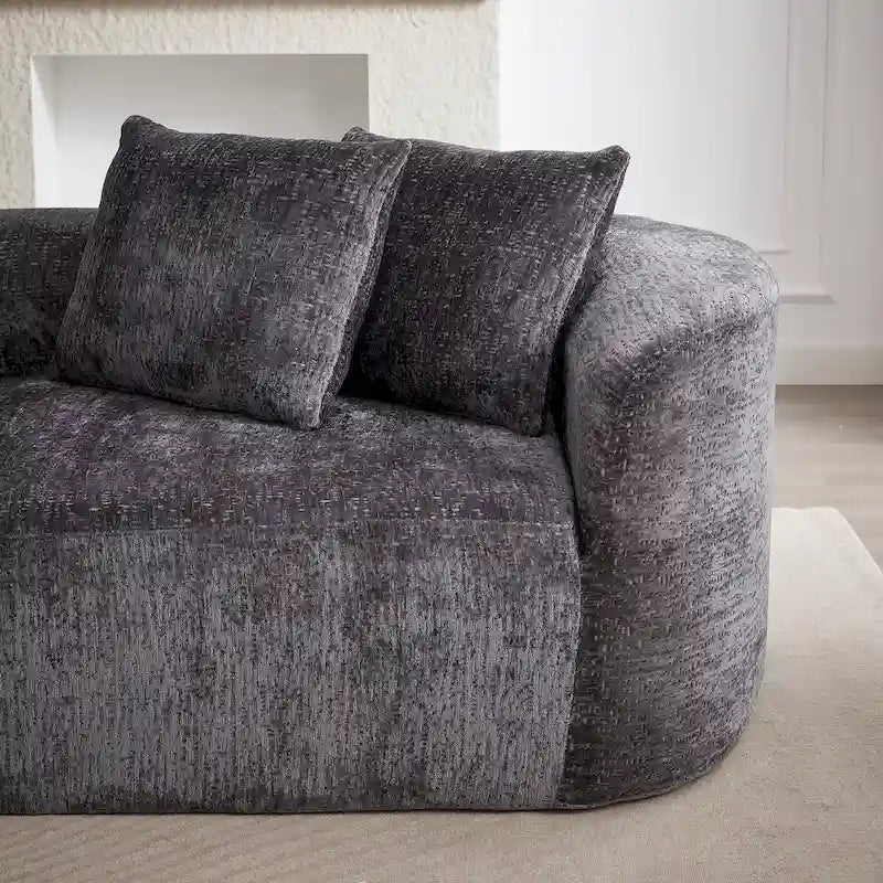 114 Canapé d'angle en chenille Cloud avec assise très profonde, 4 coussins décoratifs et conception sans assemblage
