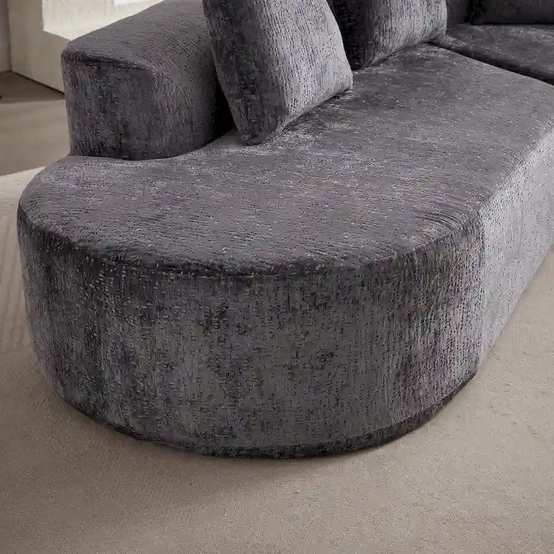 114 Canapé d'angle en chenille Cloud avec assise très profonde, 4 coussins décoratifs et conception sans assemblage