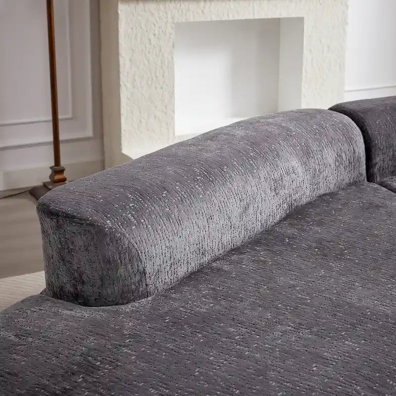 114 Canapé d'angle en chenille Cloud avec assise très profonde, 4 coussins décoratifs et conception sans assemblage