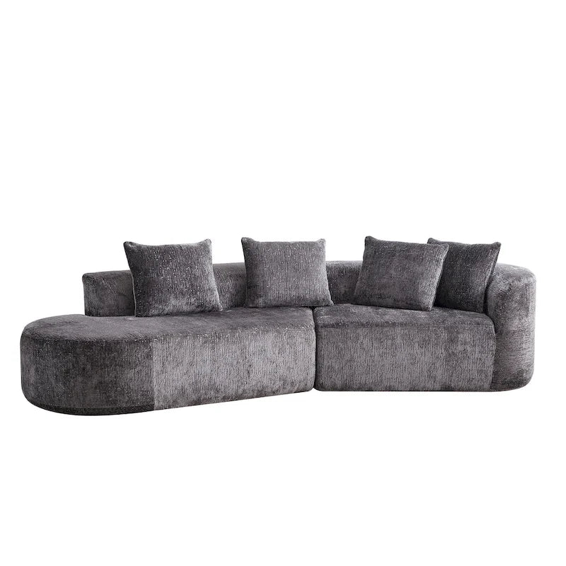 114 Canapé d'angle en chenille Cloud avec assise très profonde, 4 coussins décoratifs et conception sans assemblage