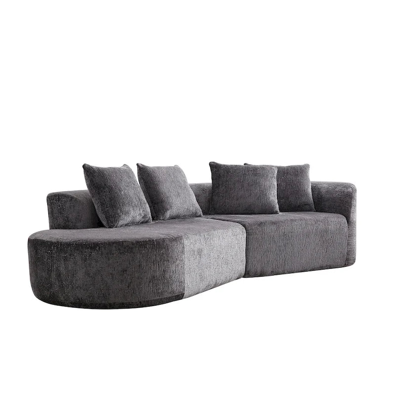 114 Canapé d'angle en chenille Cloud avec assise très profonde, 4 coussins décoratifs et conception sans assemblage