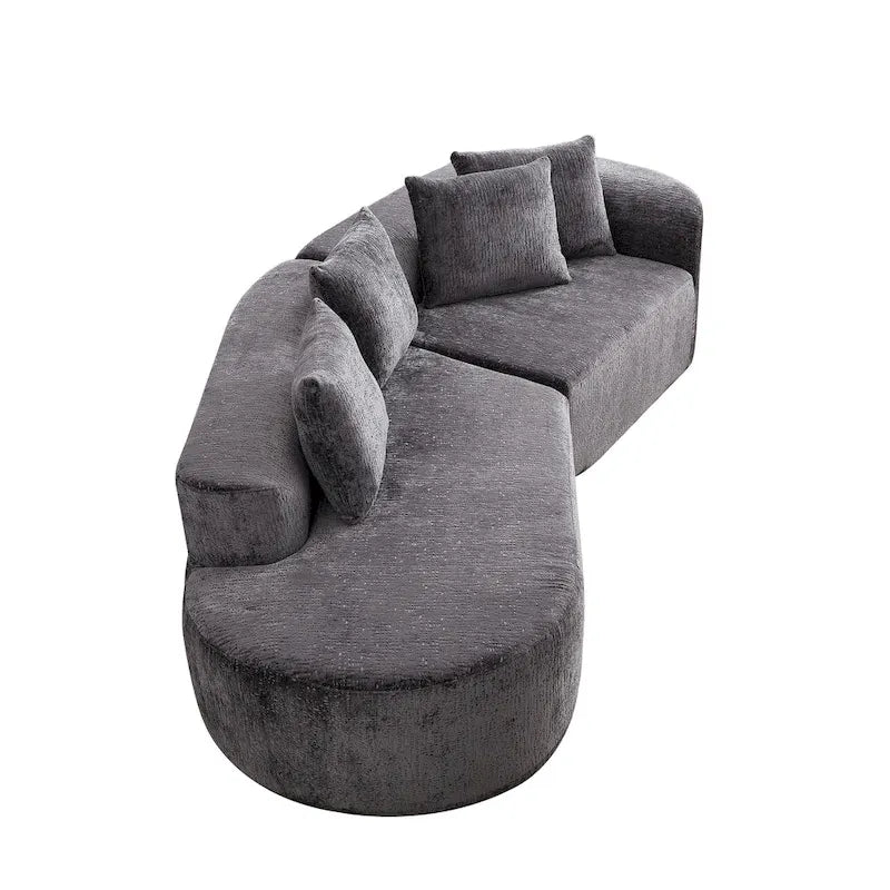 114 Canapé d'angle en chenille Cloud avec assise très profonde, 4 coussins décoratifs et conception sans assemblage