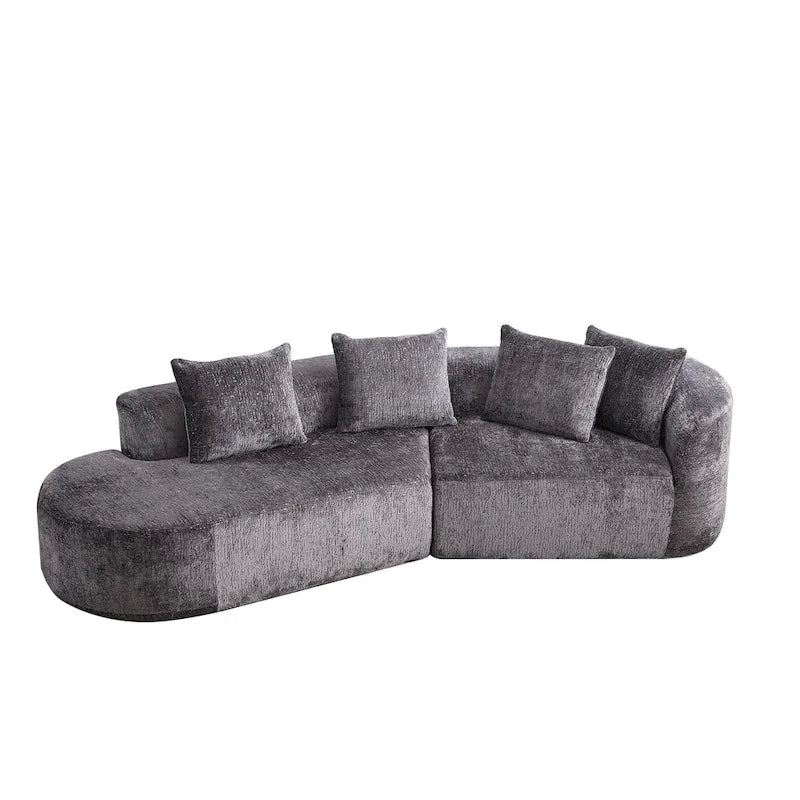 114 Canapé d'angle en chenille Cloud avec assise très profonde, 4 coussins décoratifs et conception sans assemblage