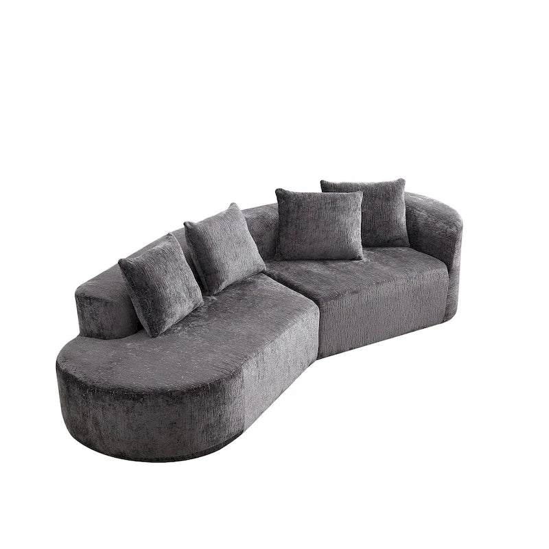 114 Canapé d'angle en chenille Cloud avec assise très profonde, 4 coussins décoratifs et conception sans assemblage