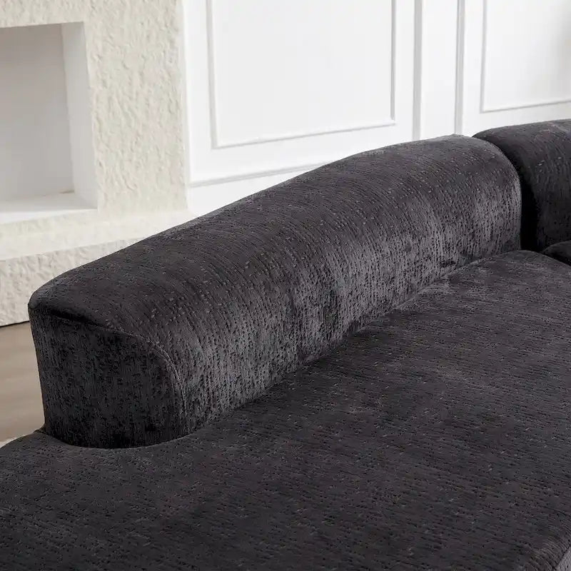 114 Canapé d'angle en chenille Cloud avec assise très profonde, 4 coussins décoratifs et conception sans assemblage