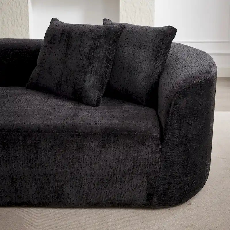 114 Canapé d'angle en chenille Cloud avec assise très profonde, 4 coussins décoratifs et conception sans assemblage