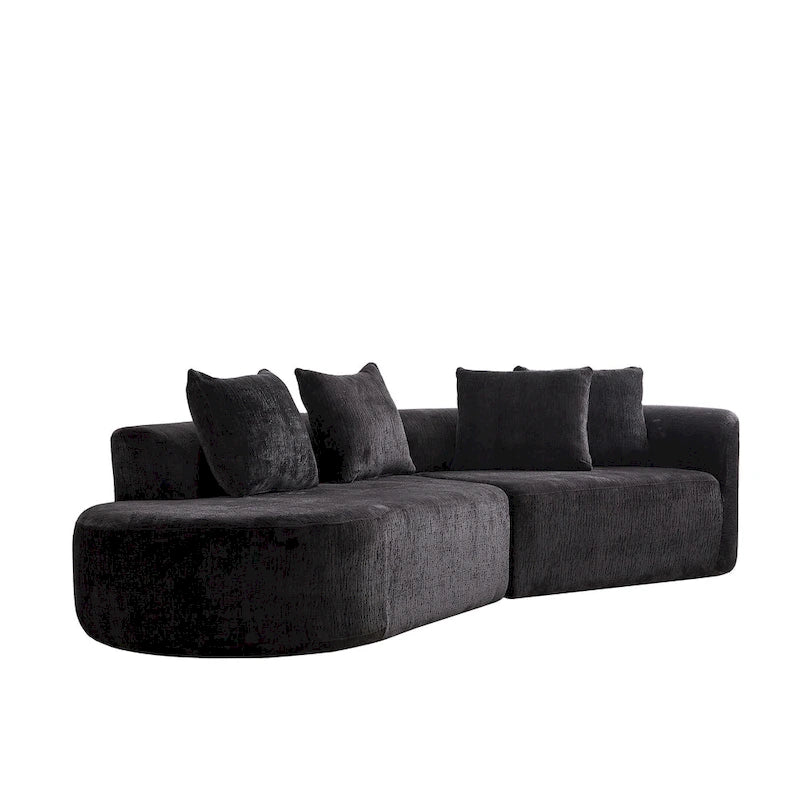 114 Canapé d'angle en chenille Cloud avec assise très profonde, 4 coussins décoratifs et conception sans assemblage