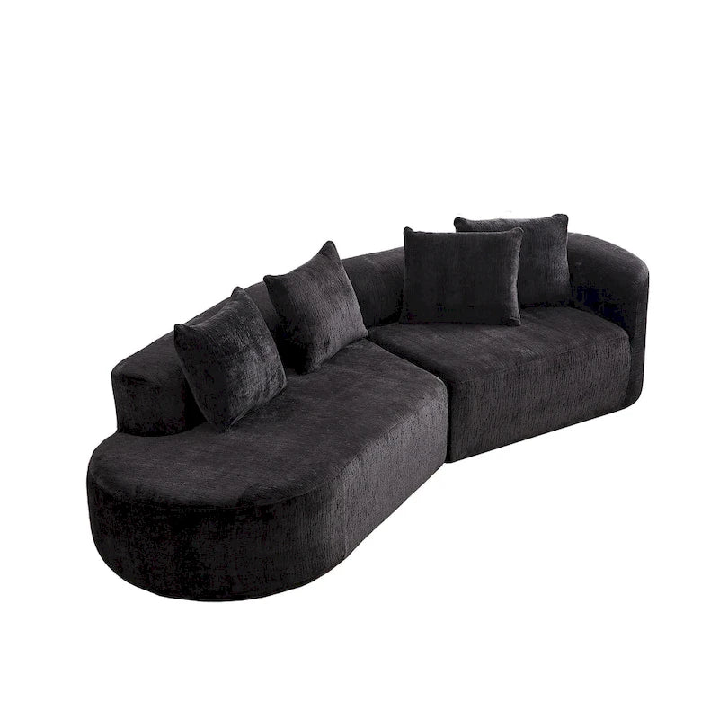 114 Canapé d'angle en chenille Cloud avec assise très profonde, 4 coussins décoratifs et conception sans assemblage