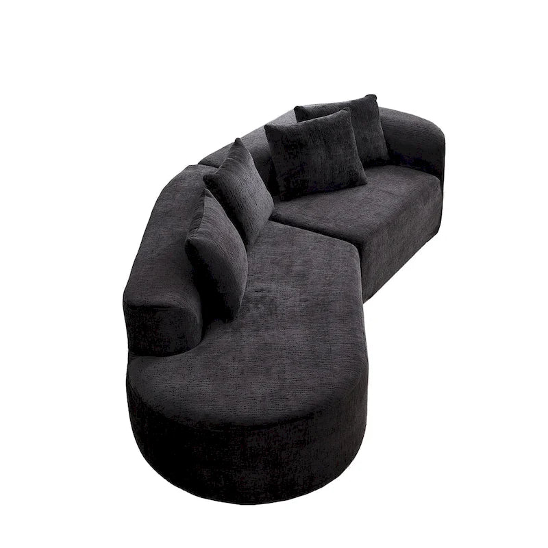 114 Canapé d'angle en chenille Cloud avec assise très profonde, 4 coussins décoratifs et conception sans assemblage