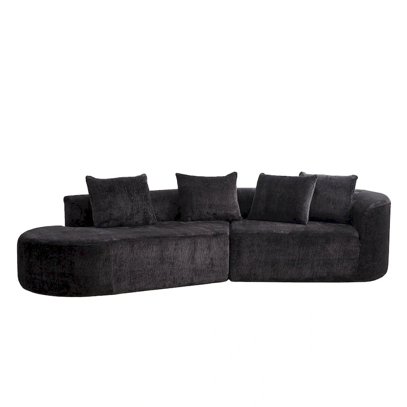 114 Canapé d'angle en chenille Cloud avec assise très profonde, 4 coussins décoratifs et conception sans assemblage