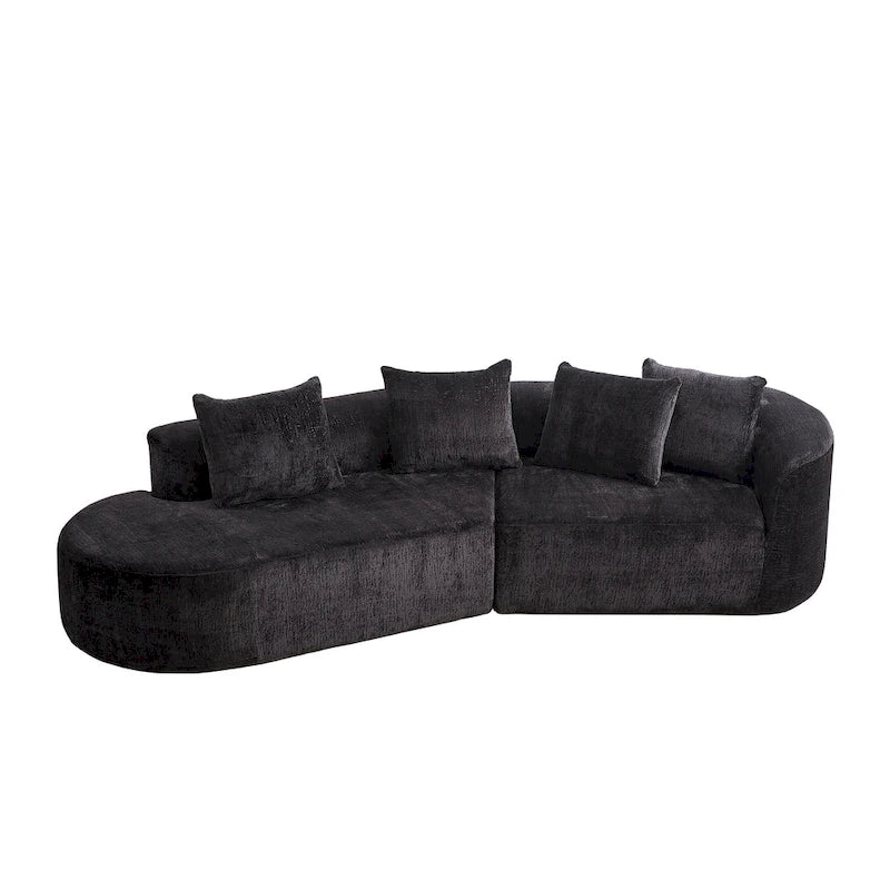 114 Canapé d'angle en chenille Cloud avec assise très profonde, 4 coussins décoratifs et conception sans assemblage