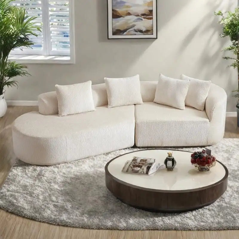 114 Canapé d'angle en chenille Cloud avec assise très profonde, 4 coussins décoratifs et conception sans assemblage