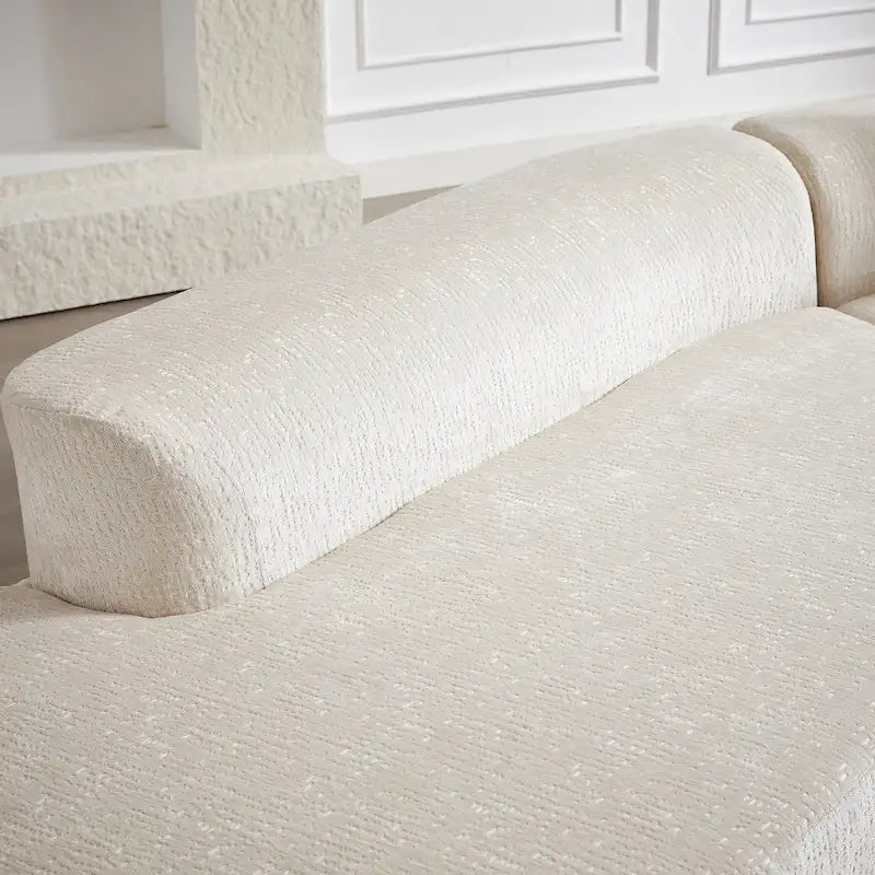 114 Canapé d'angle en chenille Cloud avec assise très profonde, 4 coussins décoratifs et conception sans assemblage