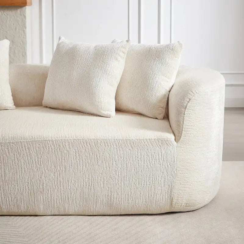 114 Canapé d'angle en chenille Cloud avec assise très profonde, 4 coussins décoratifs et conception sans assemblage