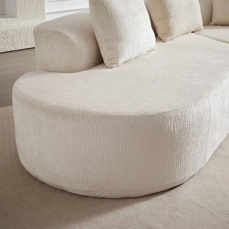 114 Canapé d'angle en chenille Cloud avec assise très profonde, 4 coussins décoratifs et conception sans assemblage