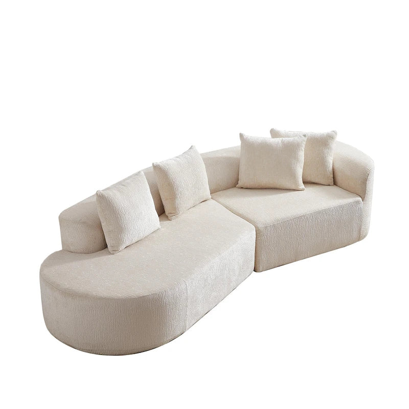 114 Canapé d'angle en chenille Cloud avec assise très profonde, 4 coussins décoratifs et conception sans assemblage