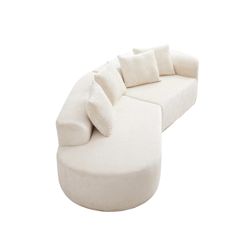 114 Canapé d'angle en chenille Cloud avec assise très profonde, 4 coussins décoratifs et conception sans assemblage
