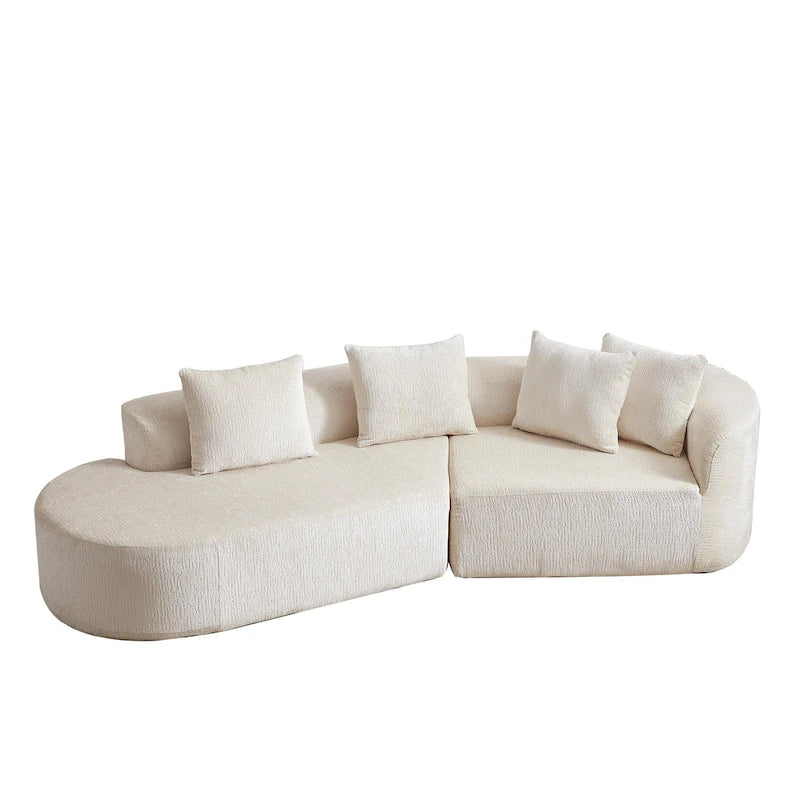 114 Canapé d'angle en chenille Cloud avec assise très profonde, 4 coussins décoratifs et conception sans assemblage