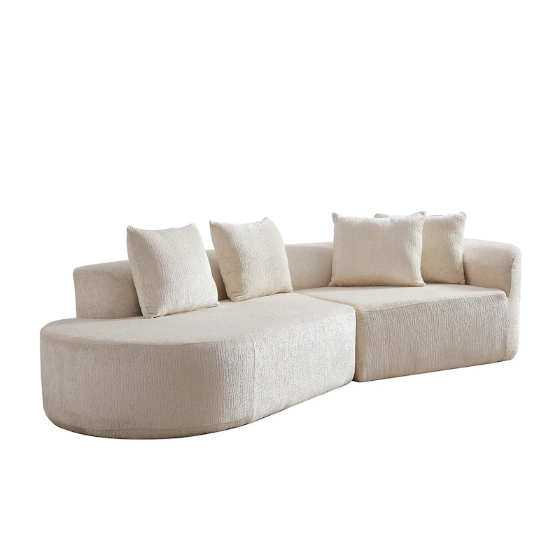114 Canapé d'angle en chenille Cloud avec assise très profonde, 4 coussins décoratifs et conception sans assemblage