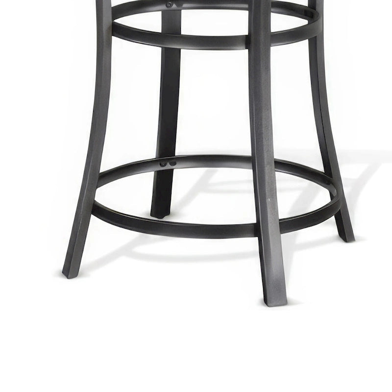 Table hauteur comptoir ronde 36 po, acajou brun foncé avec métal