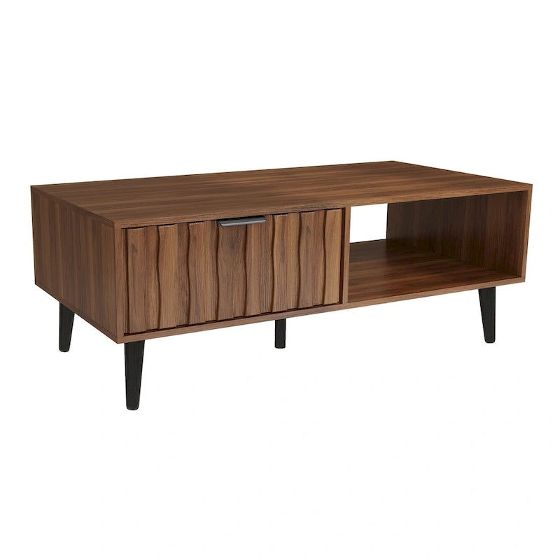 Table basse rectangulaire moderne du milieu du siècle à 2 tiroirs avec rangement - 120 L x 60 l x 45 H cm