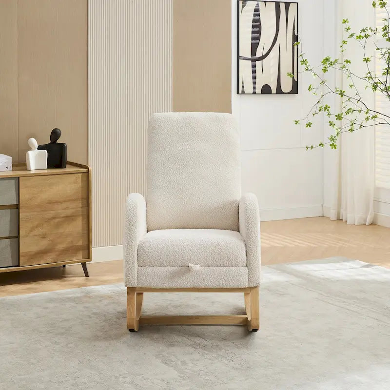 Fauteuil à bascule d'appoint pour salon avec repose-pieds rétractable