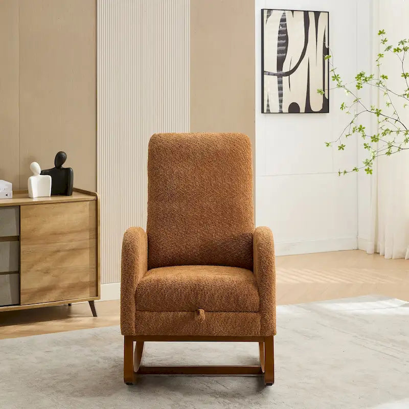 Fauteuil à bascule d'appoint pour salon avec repose-pieds rétractable