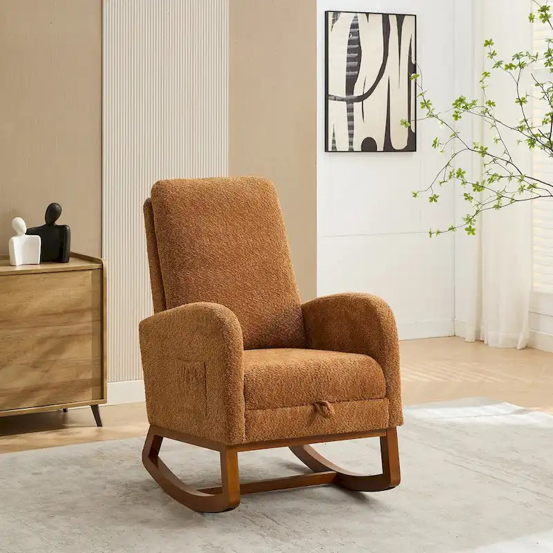 Fauteuil à bascule d'appoint pour salon avec repose-pieds rétractable