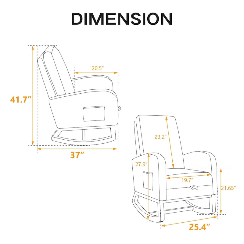 Fauteuil à bascule d'appoint pour salon avec repose-pieds rétractable