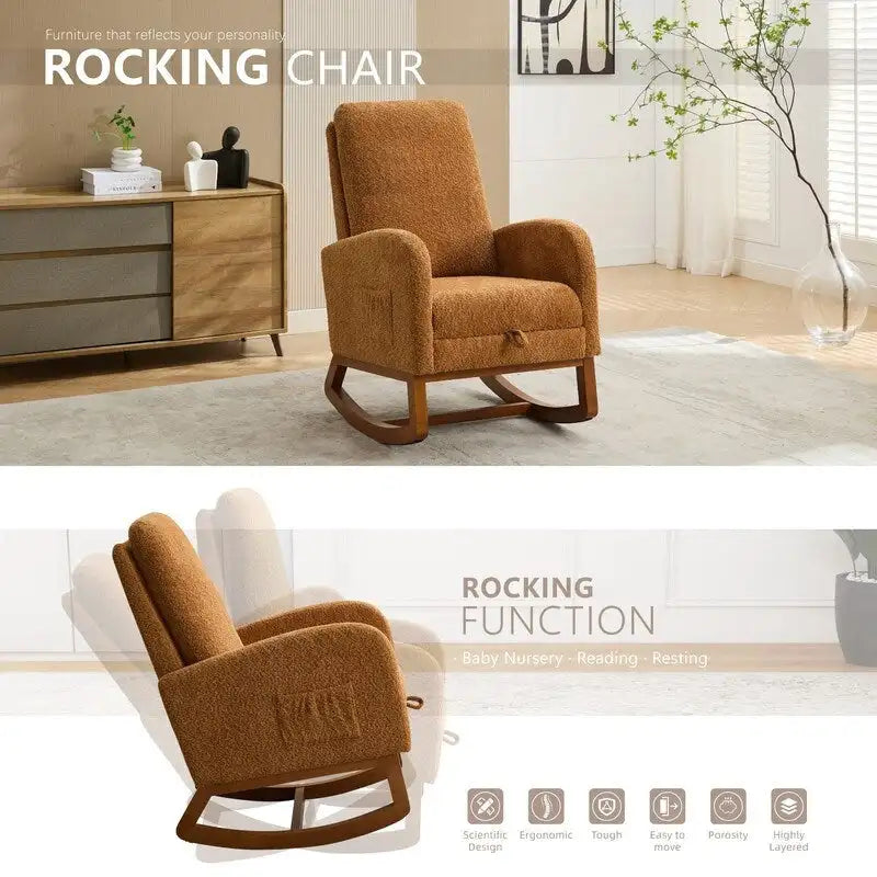 Fauteuil à bascule d'appoint pour salon avec repose-pieds rétractable